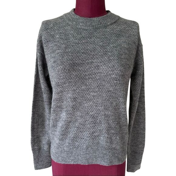 NWOT Quince Baby Alpaca Wool Alpaca Diamond Stitch Crew Sweater XS Charcoal Gray - Picture 4 of 12